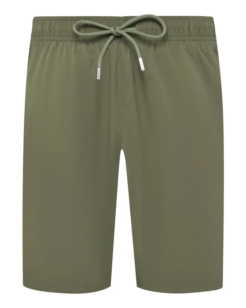 HUGO BOSS Leichte und schnelltrocknende Badehose mit Seitenstreifen in Oliv