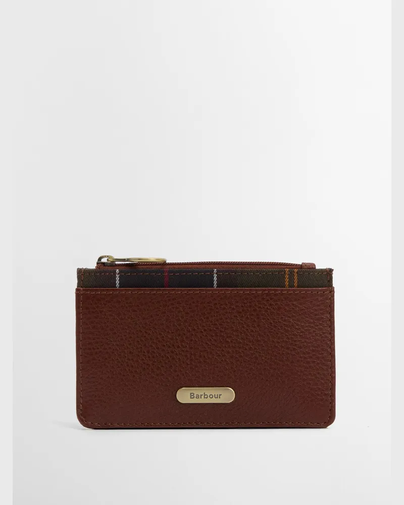Barbour Lederkartenhalter Alder mit Tartanmuster in Braun