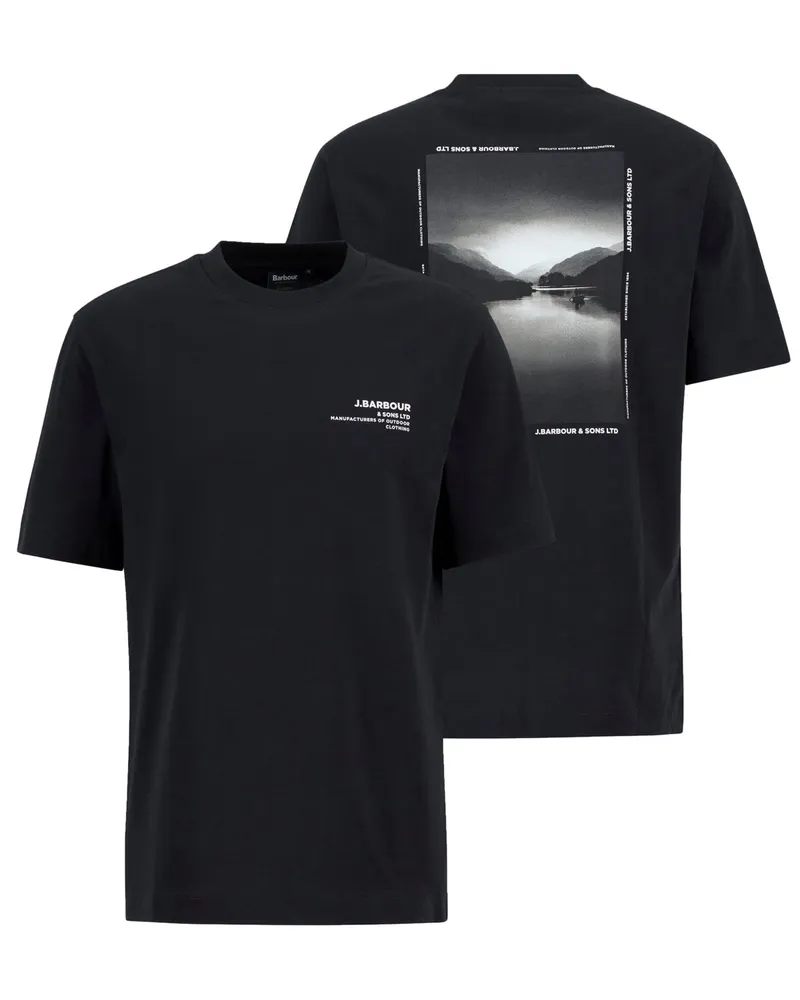 Barbour T-Shirt mit beidseitigem Print, Relaxed Fit in Schwarz