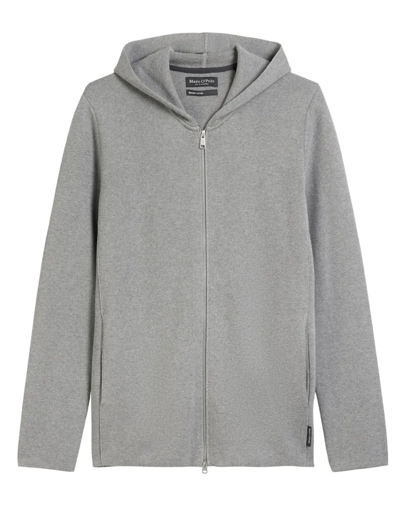 Marc O'Polo Strickjacke aus Baumwolle mit Kapuze in Grau