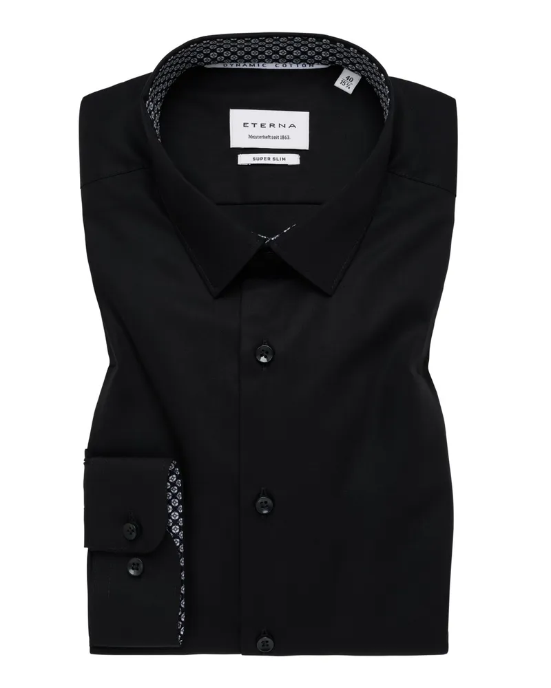 Eterna Hemd aus Baumwolle mit Ausputz, Super Slim Fit in Schwarz
