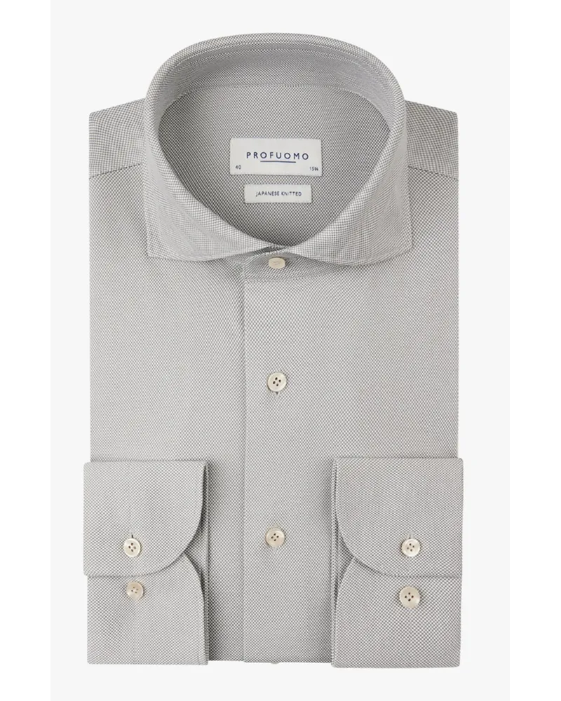 Profuomo Hemd aus einem Baumwollmix mit feinem Muster, Slim Fit in Grün