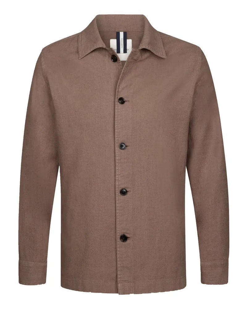Profuomo Leichtes Overshirt aus Leinen und Baumwolle, Regular Fit in Rostrot