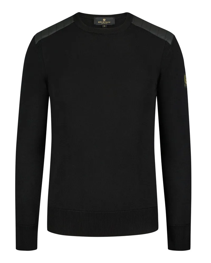 Belstaff Pullover Schurwolle mit Logo-Aufnäher in Schwarz