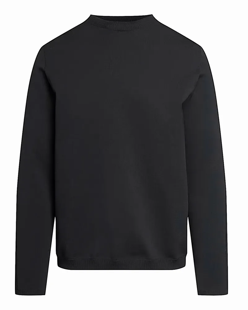 AlphaTauri Nahtloser Glattstrick-Pullover mit O-Neck, Regular in Schwarz