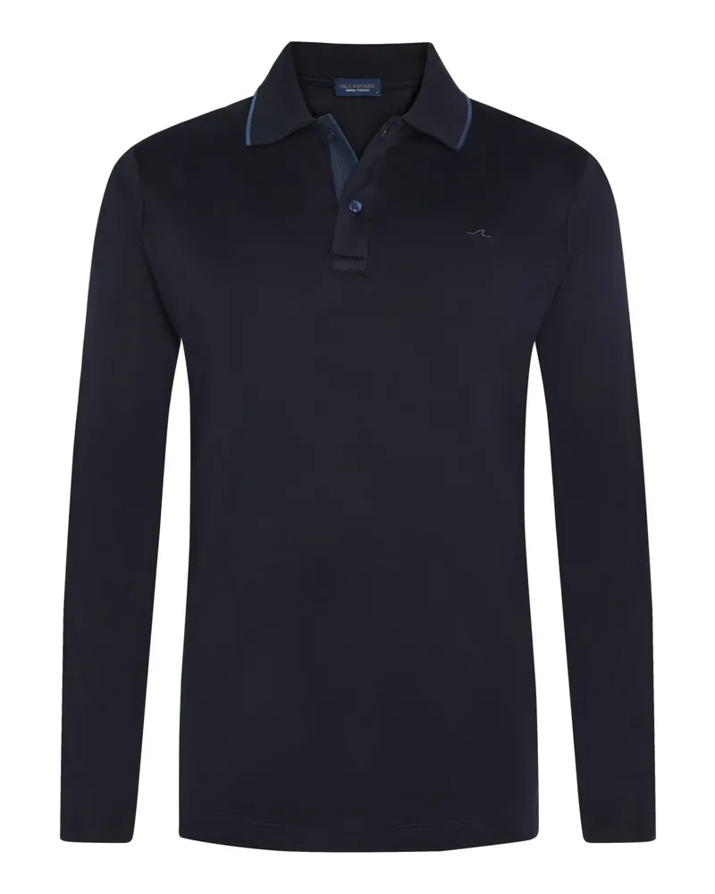 Paul & Shark Glattes Langarm-Poloshirt aus merzerisierter Baumwolle in Marine