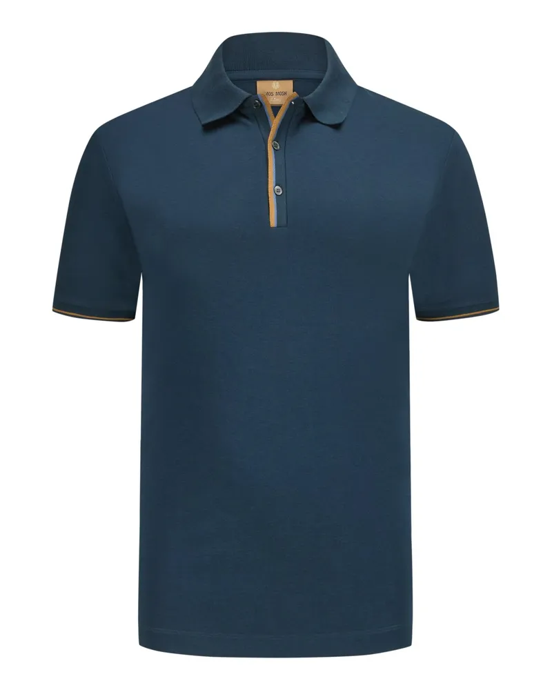 Mos Mosh Piqué-Poloshirt mit Kontrast-Knopfleiste in Marine