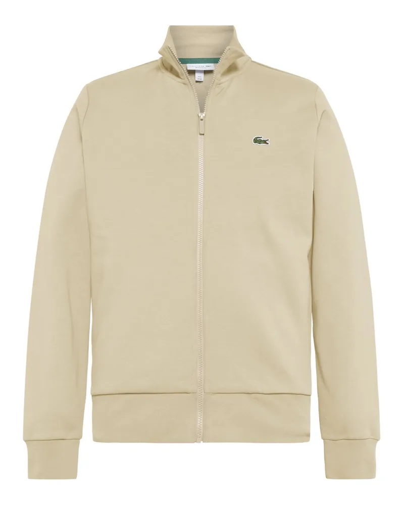 Lacoste Sweatjacke mit Logo-Aufnäher in Hellbraun