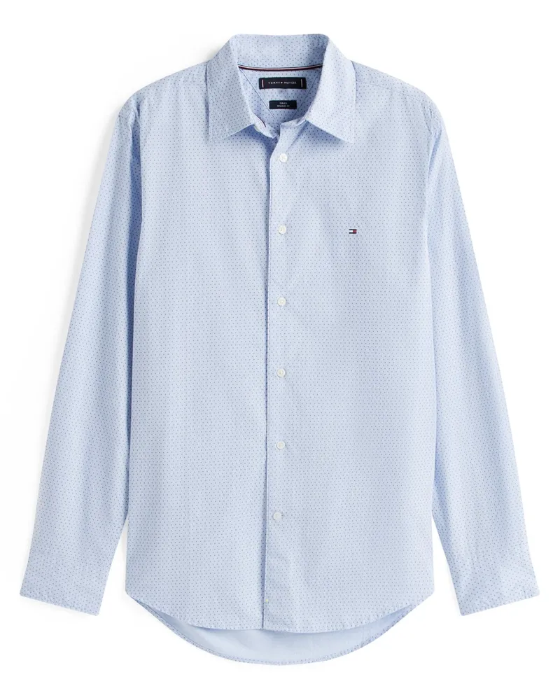 Tommy Hilfiger Hemd aus Baumwolle mit feinem Muster, Regular Fit in Hellblau