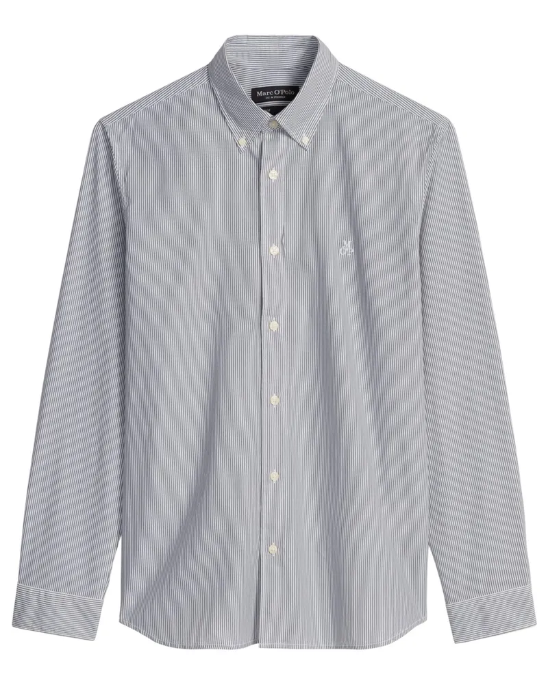 Marc O'Polo Leichtes Baumwollhemd mit Streifenmuster, Regular Fit in Grün