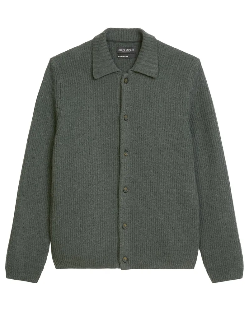 Marc O'Polo Strickjacke aus einem leicht elastischen Wollgemisch, Regular Fit in Grün