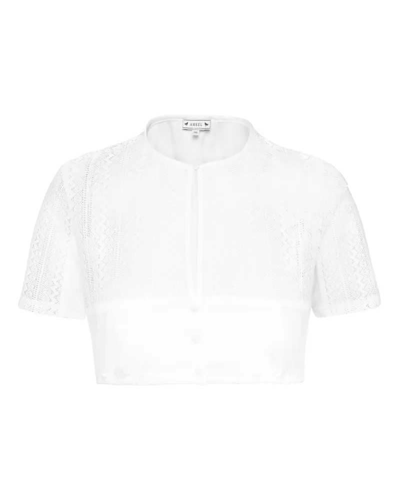 Amsel Dirndlbluse Selma mit Spitze und Stretch-Rücken in Weiß