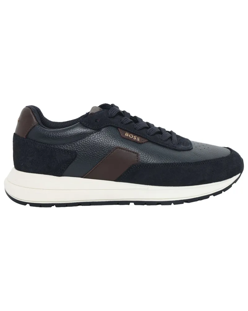 HUGO BOSS Sneaker aus einem Leder-Mix mit Kontrast-Details in Marine