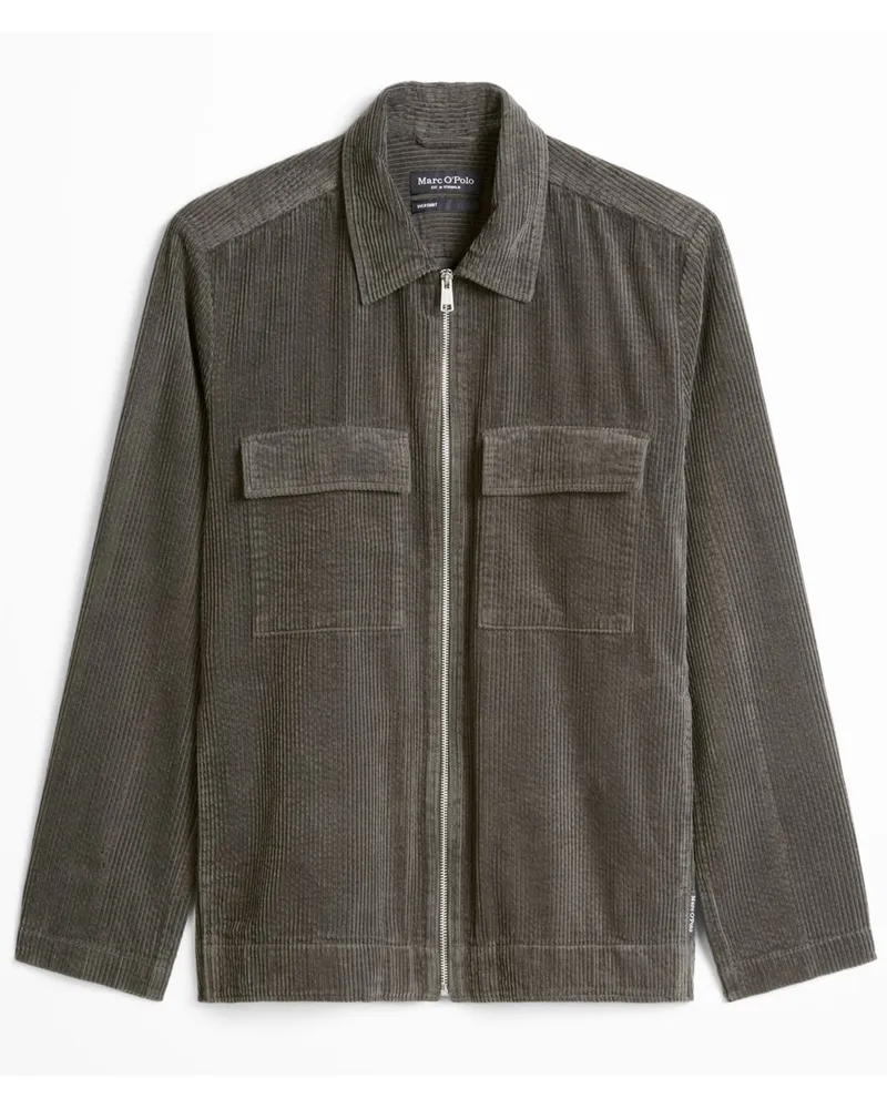Marc O'Polo Cord-Overshirt aus Bio-Baumwolle mit Reißverschluss in Grau