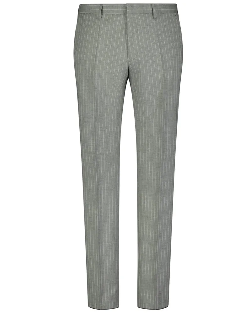 Roy Robson Anzughose aus einem Woll-Mix mit Streifen, Slim Fit in Grün