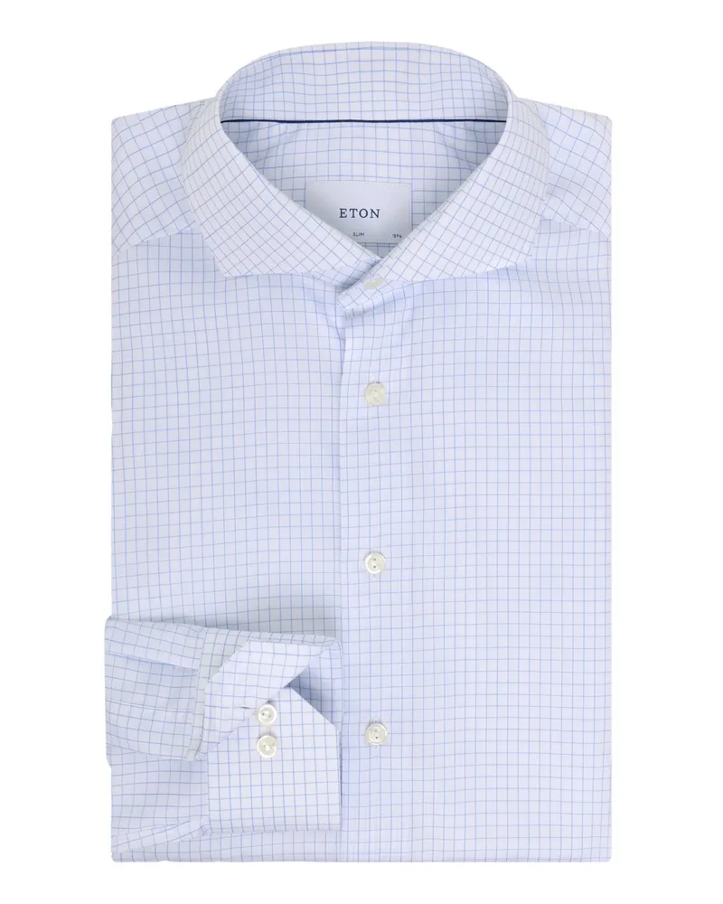 Eton Hemd aus Bio-Baumwolle mit Karomuster, Slim Fit in Hellblau