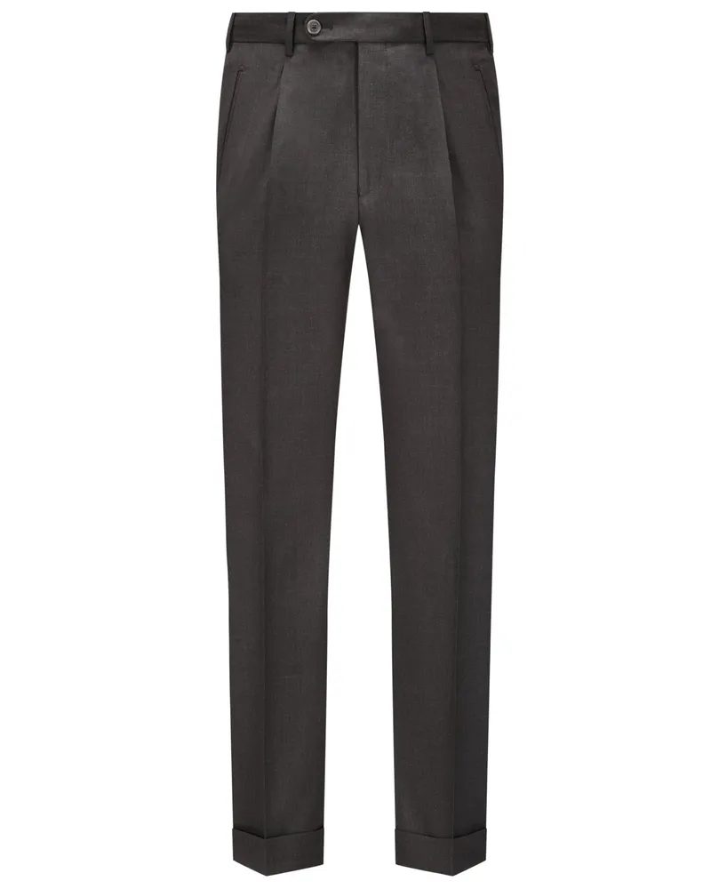 Hiltl Wollhose Milano U mit Stretchanteil und Bundfalte in Anthrazit