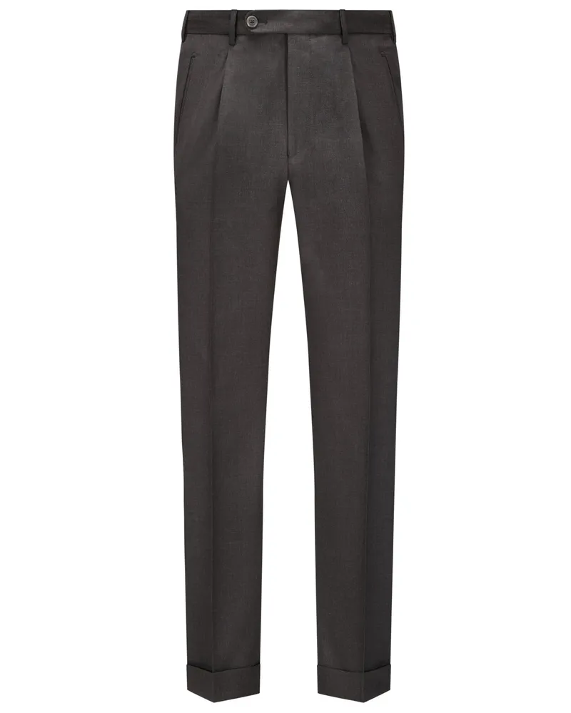 Hiltl Wollhose Milano U mit Stretchanteil und Bundfalte in Anthrazit