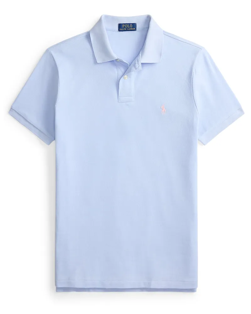 Ralph Lauren Piqué-Poloshirt aus Baumwolle mit Logo-Stickerei, Slim Fit in Hellblau