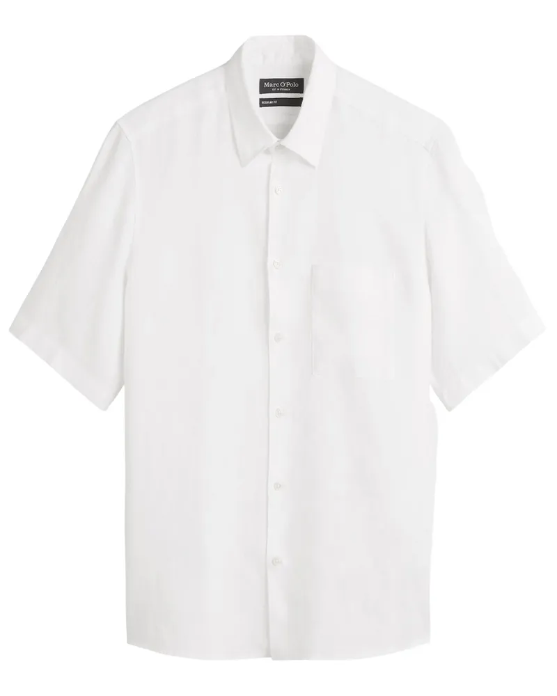 Marc O'Polo Kurzarmhemd aus Leinen mit Brusttasche, Regular Fit in Weiß