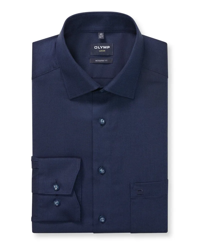 Olymp Luxor, Modern Fit, Hemd mit feinem Muster, extralang in Marine