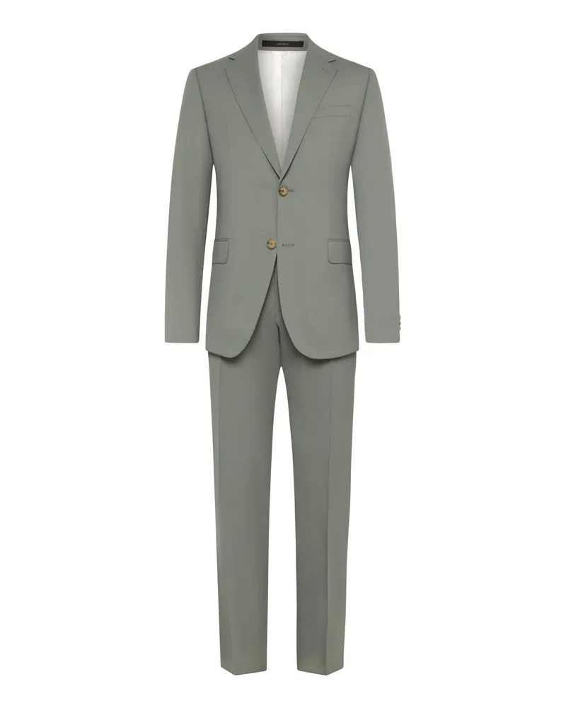 windsor. Einreihiger Anzug aus feiner Schurwolle mit Reverskragen in Grün