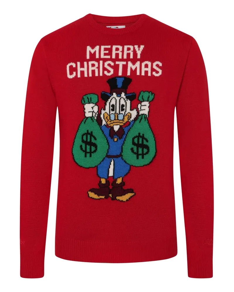 MC2 Saint Barth Rundhalspullover aus einem Wolle-Kaschmir-Mix mit Dagobert-Motiv in Rot