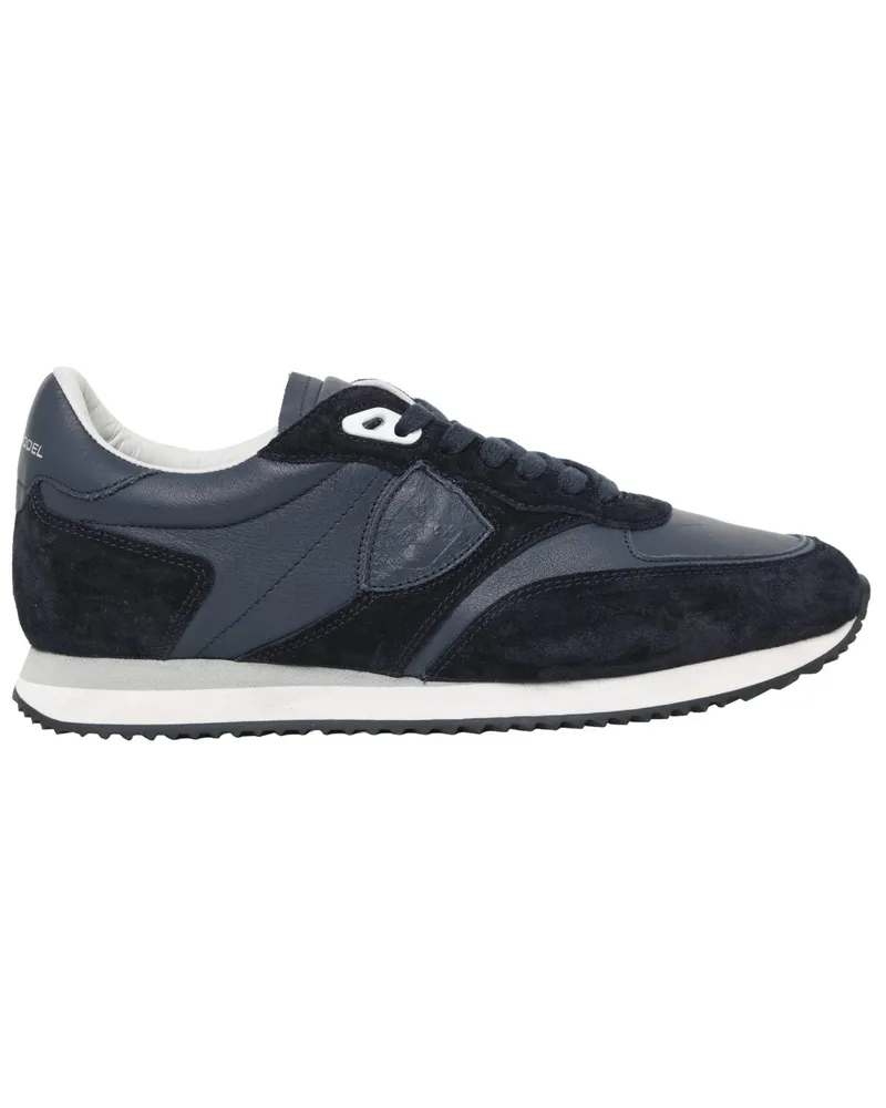 Philippe Model Runner Sneaker aus Leder mit Veloursleder-Overlays in Marine