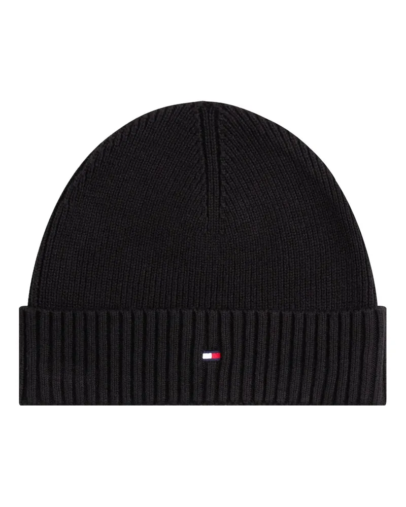 Tommy Hilfiger Strickmütze aus Pima-Baumwolle mit Kaschmiranteil in Schwarz