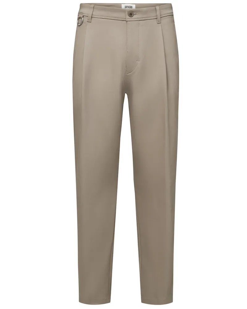 Drykorn Stretch-Chino Devyn mit Bundfalte in Khaki