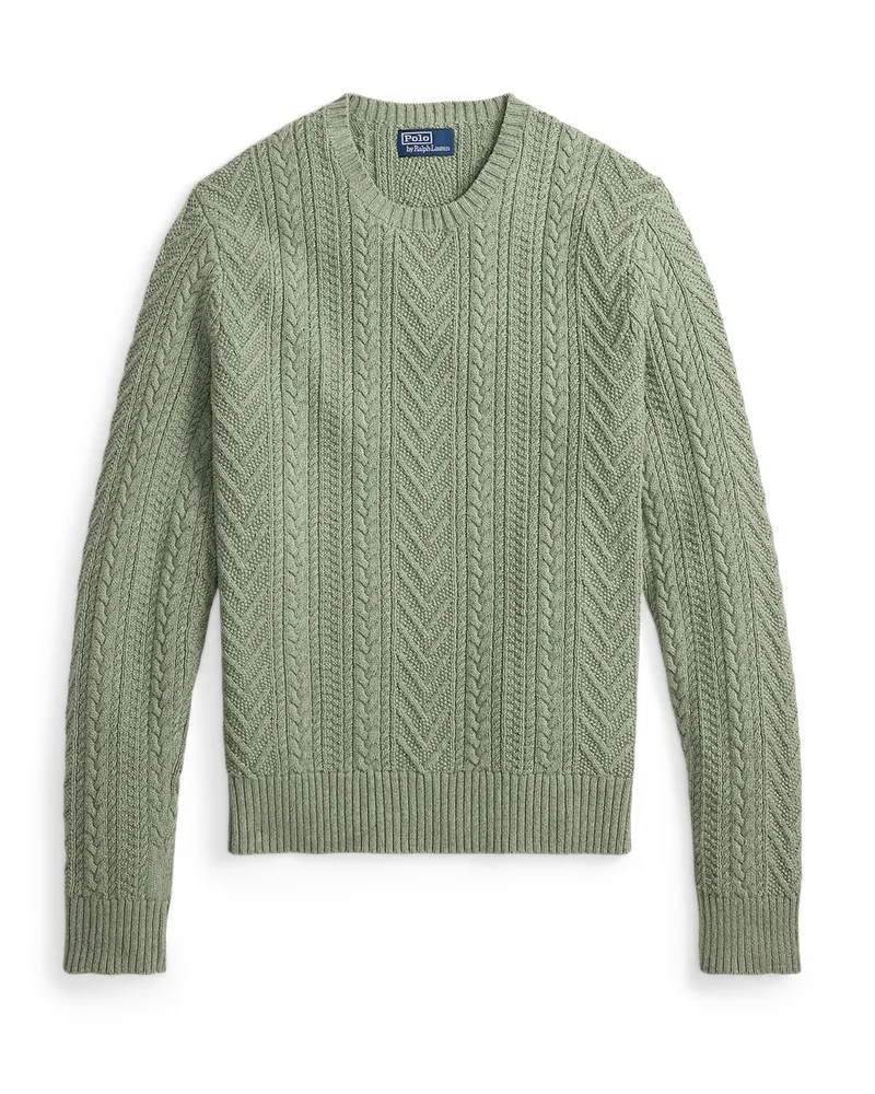 Ralph Lauren Strick-Pullover aus Baumwolle und Leinen mit Zopfmuster in Grün