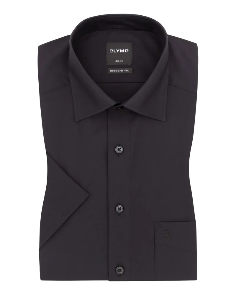 Olymp Luxor, Modern Fit, Kurzarmhemd in Schwarz