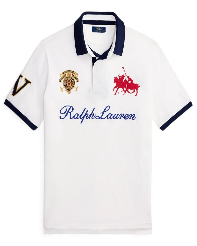 Ralph Lauren Premium Piqué-Poloshirt mit Spielmacher-Wappen, Classic Fit in Weiß