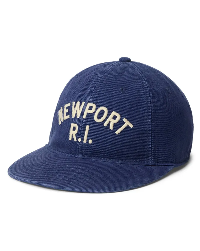 Ralph Lauren Cap aus Baumwollcord mit Lederriemen und Stickerei in Marine