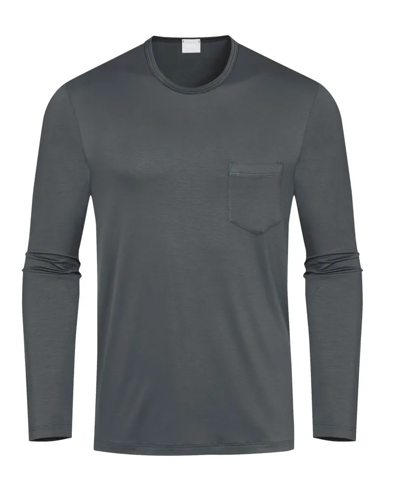 Mey Softes Longsleeve aus Modal mit Brusttasche Grau