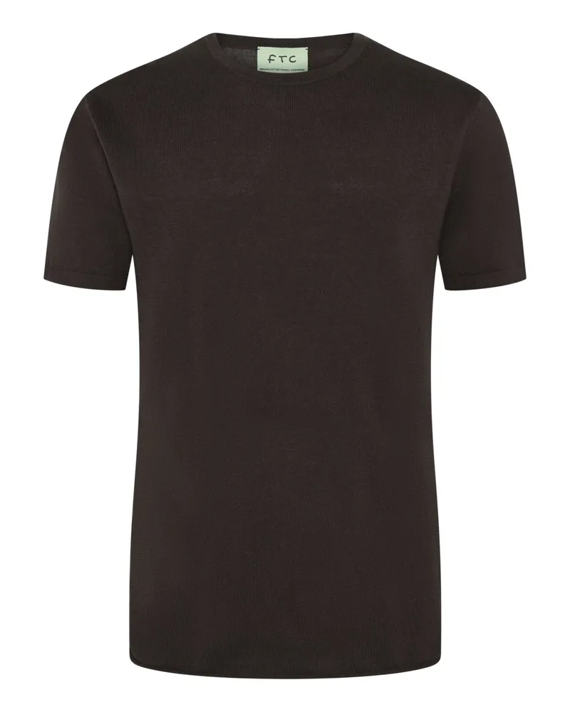 FTC Cashmere Feinstrick-T-Shirt aus einem Baumwolle-Kaschmir-Mix in Braun