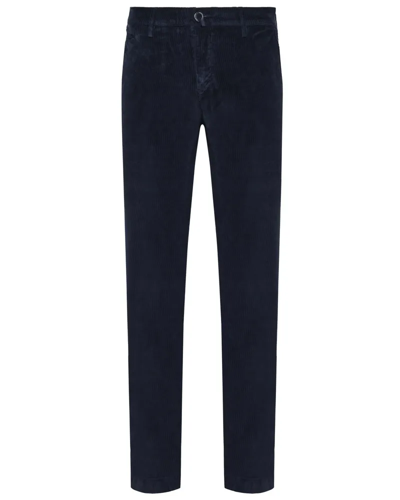 Jacob Cohën Cordhose mit Stretchanteil und Logo-Patch, Slim Fit in Marine