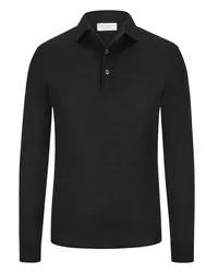 Filippo de Laurentiis Langarm-Poloshirt in Feinstrick aus Super-120-Merinowolle Marine