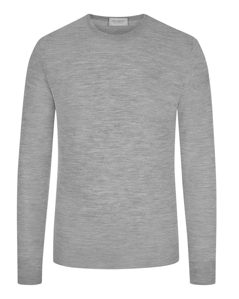 John Smedley Pullover aus Merinowolle, O-Neck in Silber