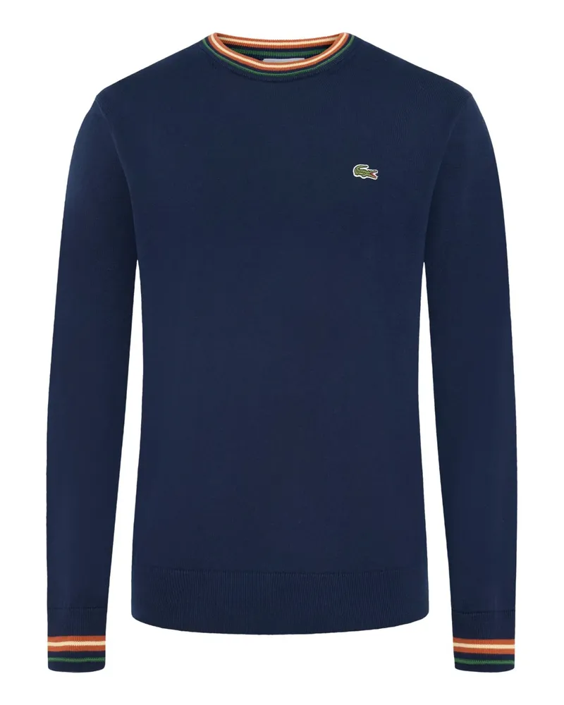 Lacoste Pullover mit O-Neck und kleiner Logo-Stickerei in Marine