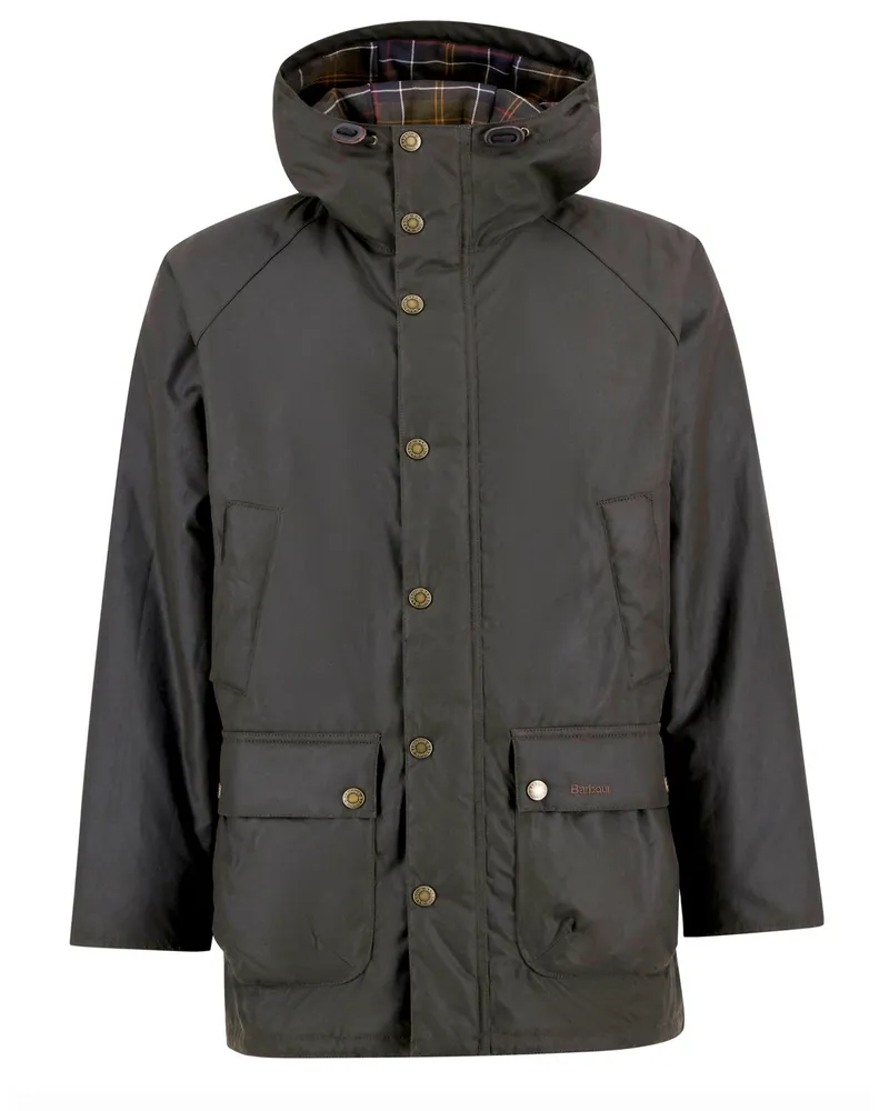 Barbour Wattierter Wachsparka Bedale mit integrierter Kapuze in Oliv