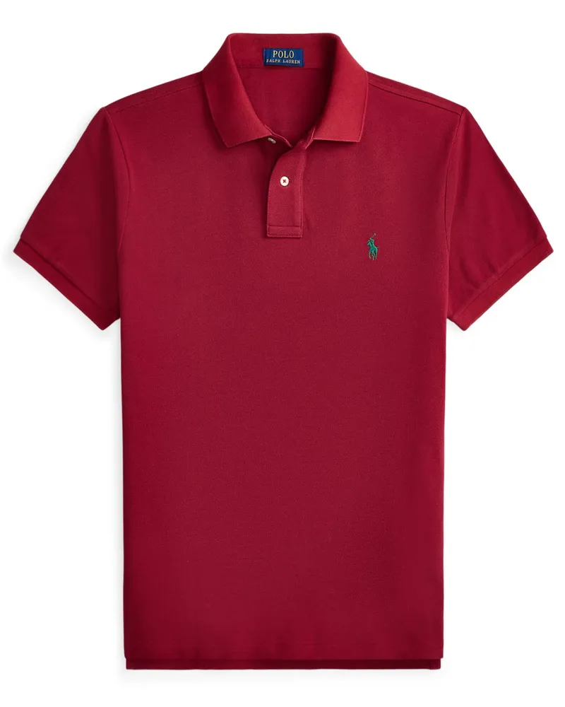 Ralph Lauren Piqué-Poloshirt mit Logo-Stickerei, Custom Slim Fit in Bordeaux