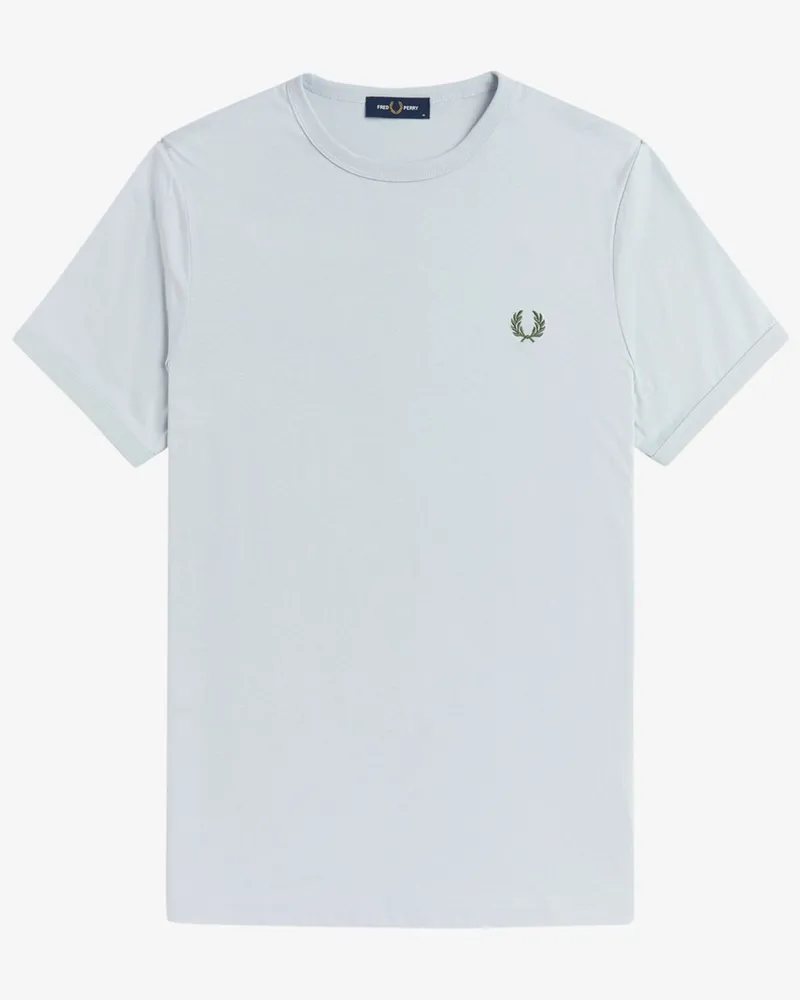 Fred Perry Softes T-Shirt aus Baumwolle mit Logo-Stickerei in Hellblau