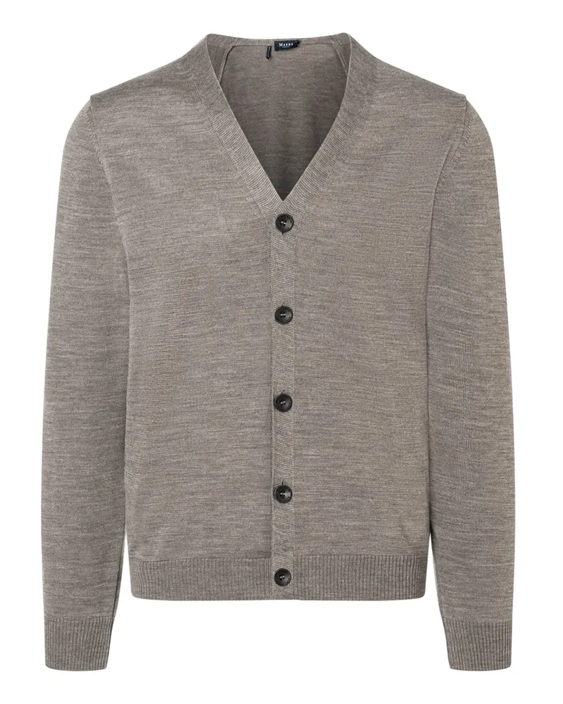Maerz Leichte Strickjacke aus Superwash-Merinowolle mit V-Neck, Regular in Beige