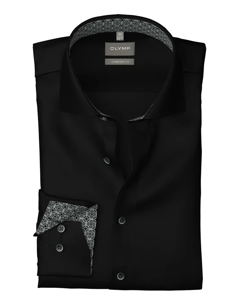 Olymp Luxor, Comfort Fit, Bügelfreies Hemd aus Baumwolle in Schwarz