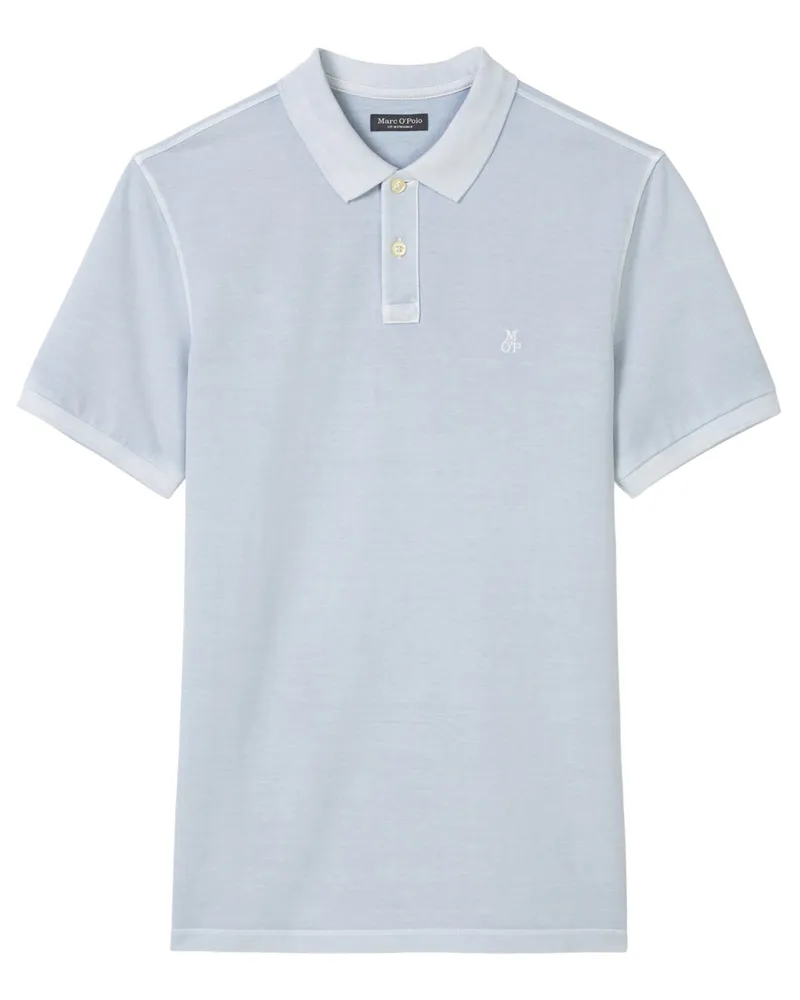 Marc O'Polo Poloshirt in Washed-Optik mit Label-Stickerei, Regular Fit in Hellblau