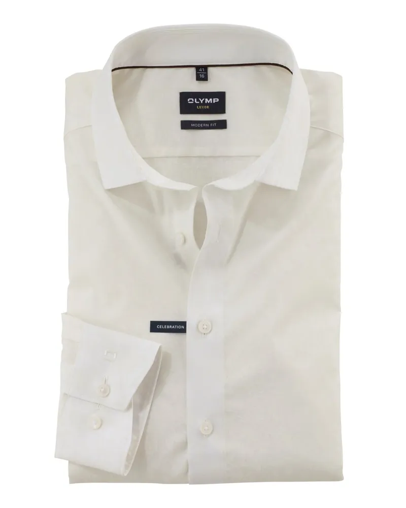 Olymp Luxor, Modern Fit, Hemd aus Baumwolle mit floralem Muster in Offwhite