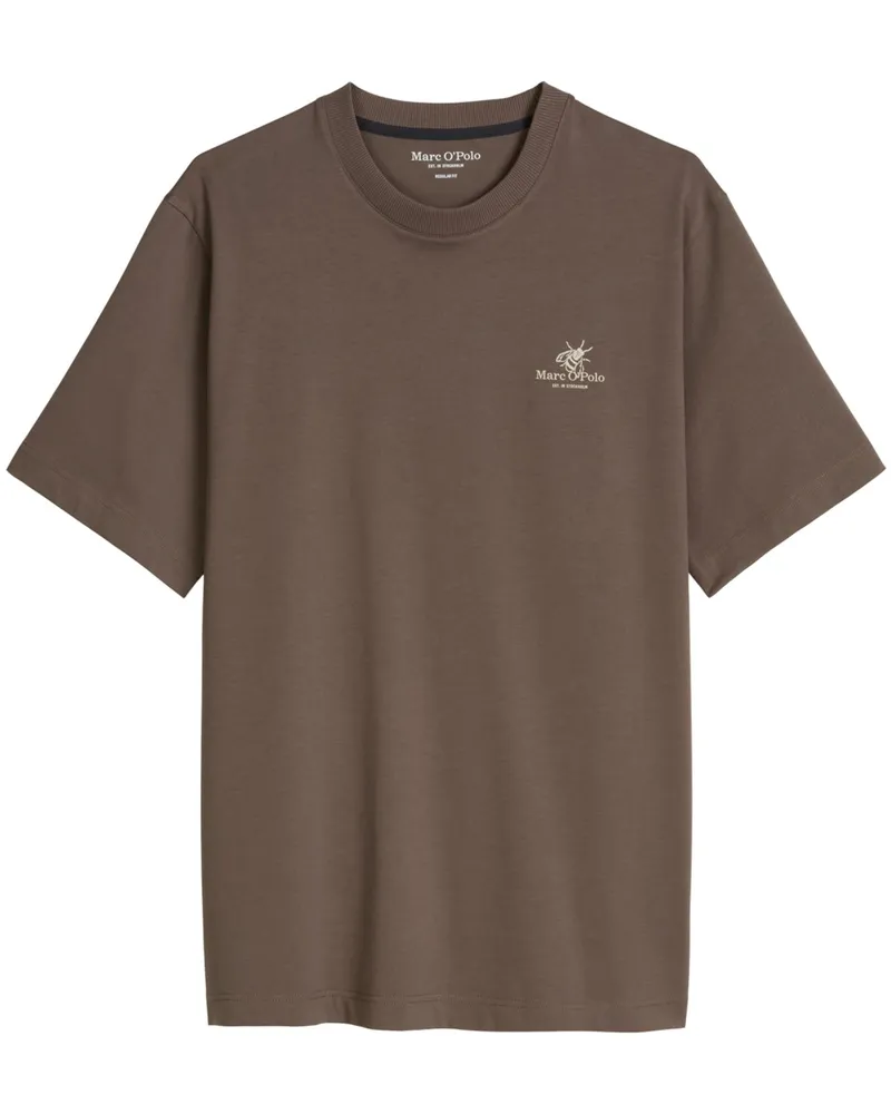 Marc O'Polo T-Shirt aus Bio-Baumwolle mit Print, Relaxed Fit in Braun