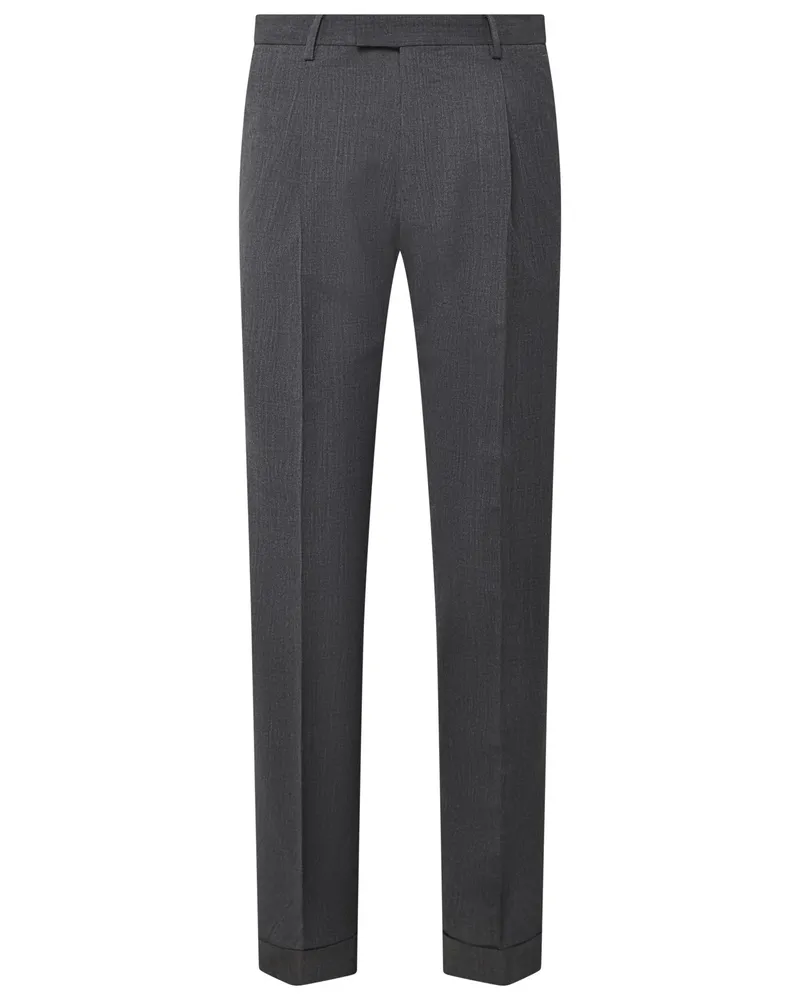 PT TORINO Premium Wollhose mit dezenter Bundfalte und Stretchanteil, Slim in Anthrazit