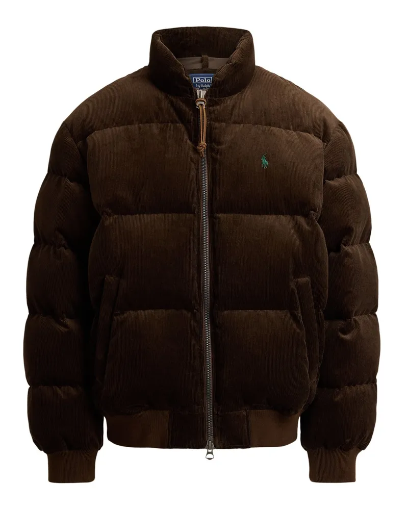Ralph Lauren Gesteppte Pufferjacke aus Kordsamt mit Daunenfüllung in Dunkelbraun